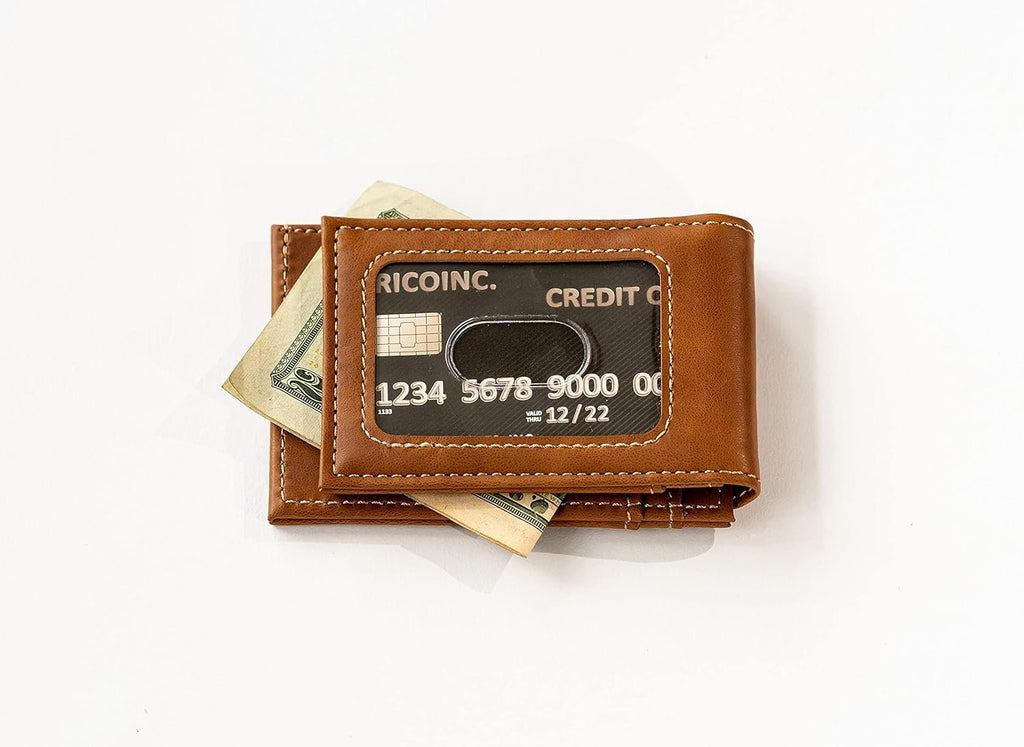 Rico Industries NFL Seattle Seahawks Premium Laser Engraved Vegan Brown Leather Front Pocket Wallet - Compact and Slim yet Sturdy Design - Perfect to Show Your Team Pride or Gift