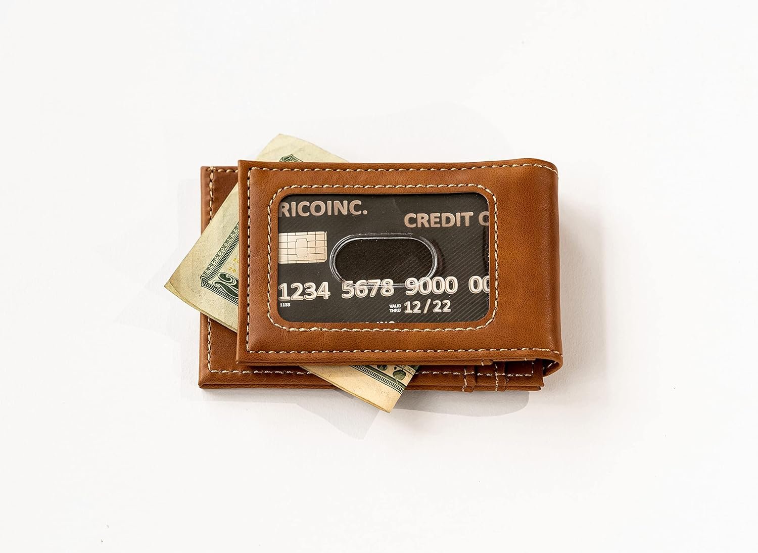 Rico Industries NFL Seattle Seahawks Premium Laser Engraved Vegan Brown Leather Front Pocket Wallet - Compact and Slim yet Sturdy Design - Perfect to Show Your Team Pride or Gift