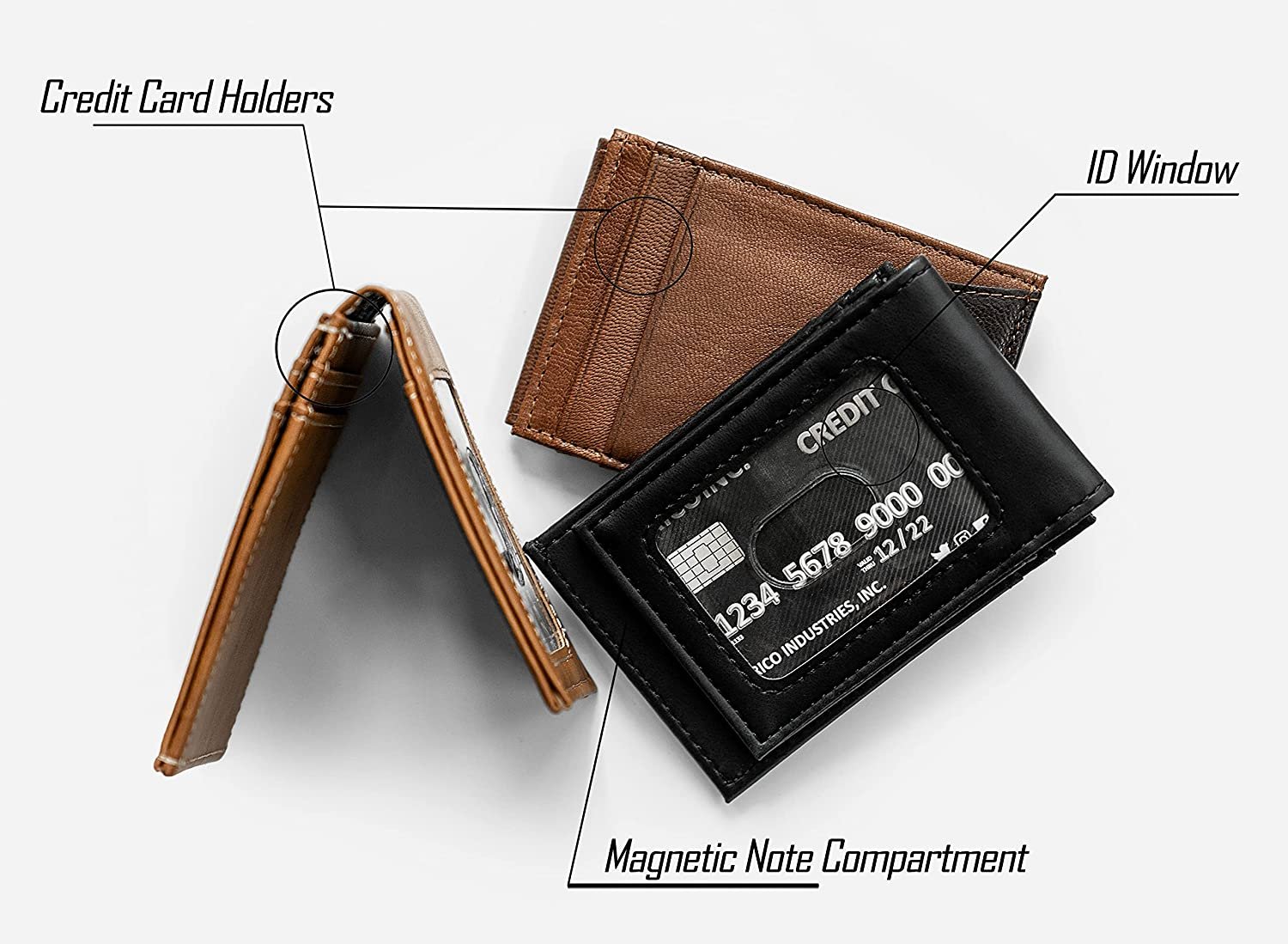 Seattle Seahawks Premium Black Leather Wallet, Front Pocket Magnetic Money Clip, Laser Engraved, Vegan